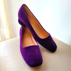 Elegant Purple Velvet Women's Shoes Low Heel Pumps 13/Eur 45